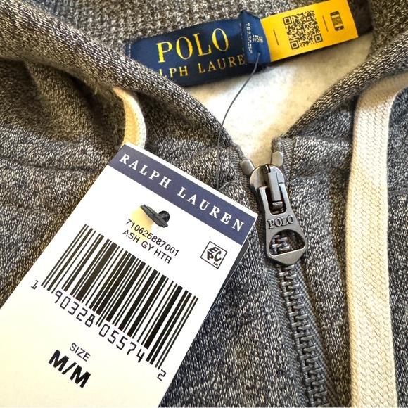 Polo Ralph Lauren Classic Full-Zip Fleece Sweatsuit Ash Grey Heather Black Pony - Picture 13 of 16